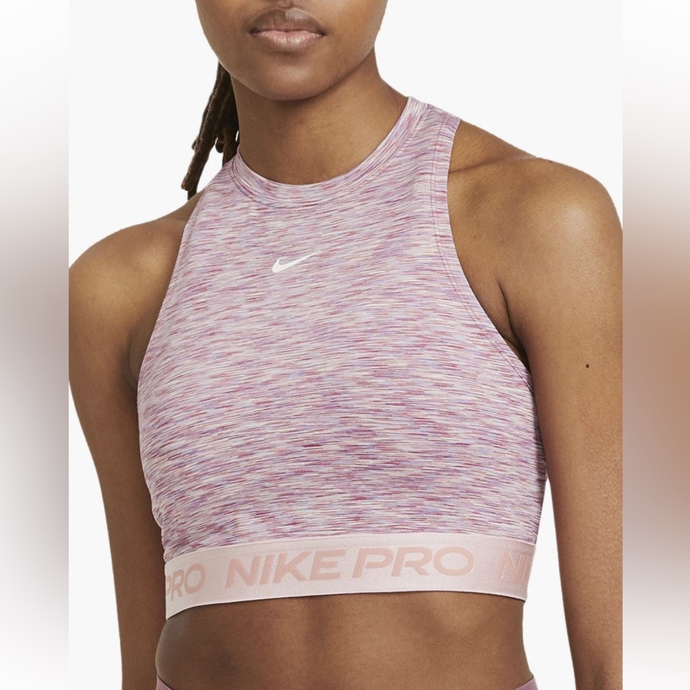 Nike Pink Space-Dye High-Neck Crop Top